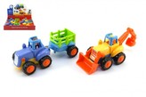 Traktor s vlekom/Buldozér plast 16cm pre najmenších na zotrvačník 18m+