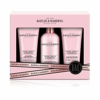 Baylis & Harding Jojoba, Vanilla & Almond Oil sprchový krém Jojoba, Vanilla & Almond Oil 200 ml + sprchový gel Jojoba, Vanilla & Almond Oil 300 ml + tělový krém Jojoba, Vanilla & Almond Oil 200 ml