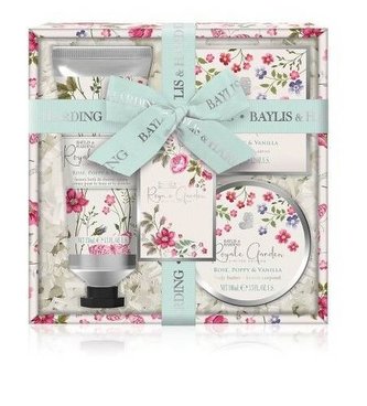 Baylis & Harding Royale Garden sprchový krém Royale Garden Rose, Poppy & Vanilla 130 ml + tuhé mýdlo Royale Garden Rose, Poppy & Vanilla 150 g + tělové máslo Royale Garden Rose, Poppy & Vanilla 100 ml