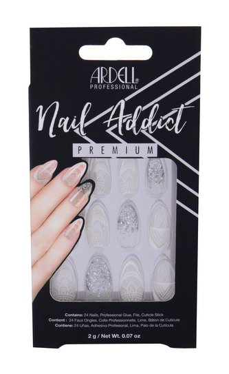 Ardell Nail Addict umělé nehty 24 ks + lepidlo na umělé nehty 2 g + pilník na nehty 1 ks + zatlačovadlo na nehty 1 ks