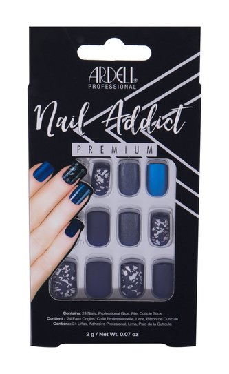 Ardell Nail Addict umělé nehty 24 ks + lepidlo na umělé nehty 2 g + pilník na nehty 1 ks + zatlačovadlo na nehty 1 ks
