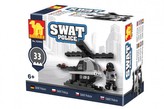Kostky stavebnice Dromader Swat policie vrtulník 32 dílků v krabičce 10x7x4,5cm