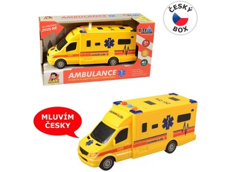 Sanitka na setrvačník, na baterie se  světlem a zvukem