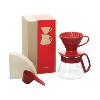 Hario set V60 červený (driper+zásobník+filtry)
