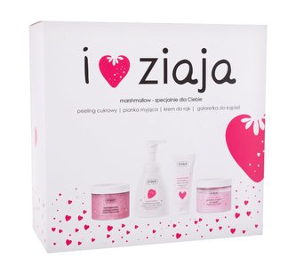 Ziaja I Love Ziaja tělový peeling Marshmallow 300 ml + tekuté mýdlo na ruce Marshmallow 250 ml + mycí želé Marshmallow 260 ml + krém na ruce Marshmallow 50 ml