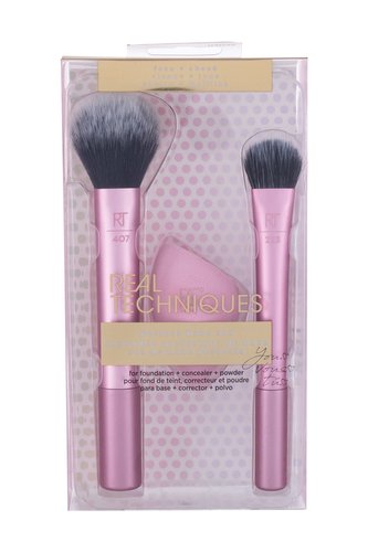 Real Techniques Perfect Base Set kosmetický štětec RT 407 + kosmetický štětec Blurring Concealer RT 223 + houbička na make-up Miracle Complexion Sponge