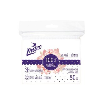 Papierové vatové tyčinky 100% natural Linteo 80 ks v sáčku