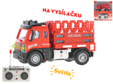 R/C auto hasičské s plošinou 12cm 1:64 plná funkce na baterie se světlem 27MHz v krabičce