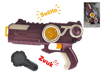 Pistole vesmírná 27cm na baterie se světlem a zvukem v krabičce