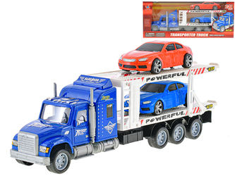 Auto přepravní 36cm na setrvačník se 2 auty 14cm na volný chod v krabičce