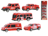 Vozidla hasiči 7-7,5cm na volný chod 5ks v krabičce