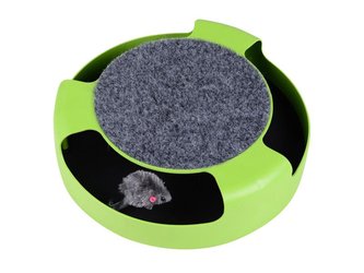 Hračka pro kočky - myš v kruhu se škrábacím kobercem HUTERMANN 3081