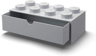 Úložný box LEGO stolný 8 so zásuvkou - šedý