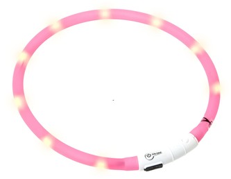 KARLIE svit.LED obojek pro psy 70cm ruzovy
