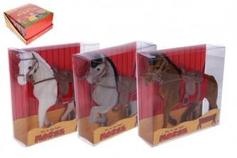 Kůň se sedlem  fliška 16cm,v krabičce 16x16x5,5cm 1 ks / 3 barvy Kůň se sedlem  fliška 16cm,v krabičce 16x16x5,5cm 1 ks / 3 barvy