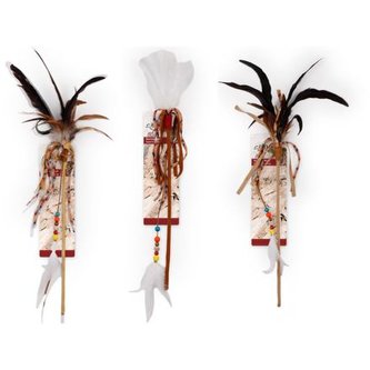 Dřevěná vábnička AFP Dreams Catcher s velkými peříčky a korálky