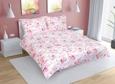 Povlečení bavlna na dvoudeku - růžový květ s pruhem - 1x 240x220, 2ks 70x90 cm (240 cm šířka x 220 cm délka prodloužená)