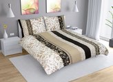 Povlečení bavlna na dvoudeku - béžové lístky - 1x 240x220, 2ks 70x90 cm (240 cm šířka x 220 cm délka prodloužená)