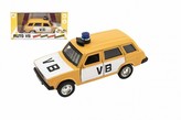 Policajné auto VB combi kov/plast 11,5 cm na spätné natiahnutie na batérie so zvukom v krabičke 15x7x7cm