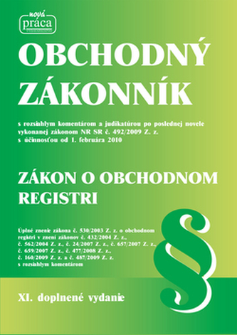 Obchodný zákonník Zákon o obchodnom registri
