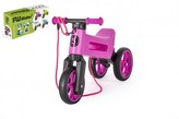 Odrážadlo FUNNY WHEELS Rider SuperSport fialové 2v1 + popruh, vyššie. sedlá 28/30cm nos 25kg 18m + v krab.
