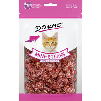 Dokas - Hovězí a treska mini steaky pro kočky 25 g