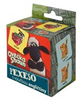 Pexeso Ovečka Shaun SK, s výučbou angličtiny, 36 kartiček v krabičce