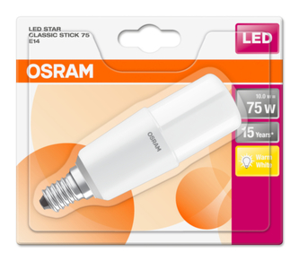 OSRAM LED STAR CL STICK Fros. 10W 827 E14 1050lm 2700K (CRI 80) 15000h A+ (Krabička 1ks)