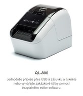 BROTHER tiskárna štítků QL-800 - 62mm, termotisk, USB, Profi. Tiskárna Štítků / po dokoupení DK-22251 tisk červeně /