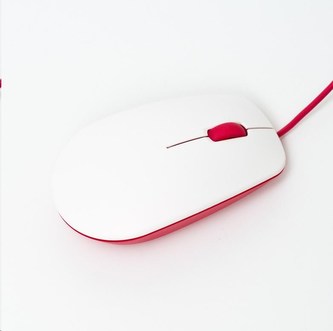 Raspberry Pi myš, USB, malinová/biela