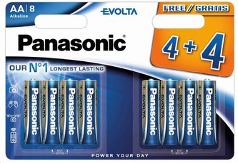 PANASONIC Alkalické baterie EVOLTA Platinum LR6EGE/8BW 4+4F   AA 1,5V (Blistr 8ks)