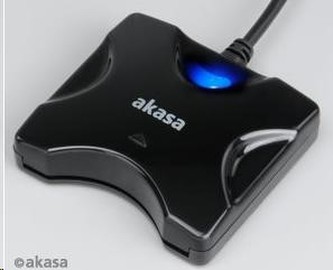 AKASA čítačka kariet AK-CR-03BKV2 externá, USB 2.0, podpora čipových kariet electronic ID a SMART, čierna