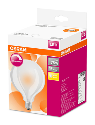 OSRAM LED SUPERSTAR Globe 95  230V 8,5W 827 E27 DIM A++ Sklo matné 1055lm 2700K 15000h (krabička 1ks)