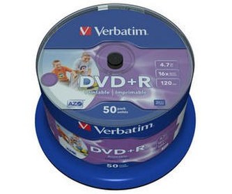 VERBATIM DVD+R (50-balenie) vreteno/tlačiteľné/16x/4,7GB/DLP