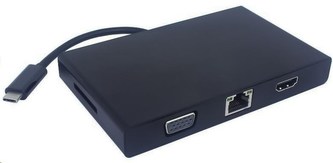 PREMIUMCORD Převodník USB3.1 na RJ45, HDMI, VGA, USB3.0, SD,audio ,PD charge