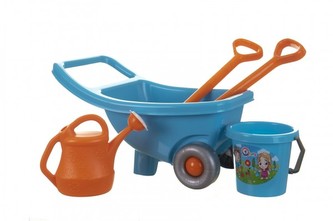 Vozík/kolečko s doplňky plast v síťce 32x52x30cm 12m+