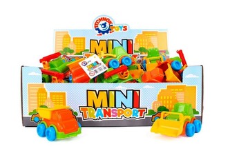 Dopravní prostředek mini plast 10-12cm na volný chod mix druhů 42ks v boxu