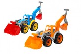 Traktor/nakladač/bager s 2 lyžicami plast na voľný chod 1ks