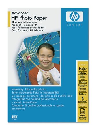 HP Advanced Glossy Photo Paper-25 sht/10 x 15 cm borderless, 250 g/m2, Q8691A