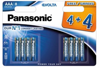 PANASONIC Alkalické batérie EVOLTA Platinum LR03EGE/8BW 4+4F AAA 1,5V (Blister 8ks)