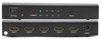 PREMIUMCORD HDMI switch 4:1 kovový s dálkovým ovladačem a napájecím adaptérem