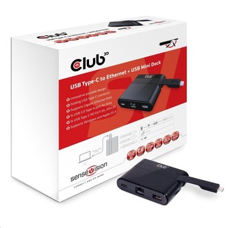 Club3D Mini dokovací stanice USB 3.0 typ C (Ethernet/USB 3.0/USB-C), nabíjecí