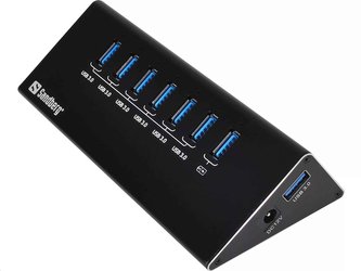 Sandberg USB 3.0 HUB, porty 6+1, černá