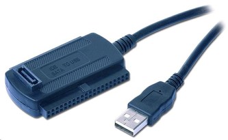 GEMBIRD Kabel adaptér USB 2.0 - IDE 2,5\"/3,5\" + SATA (redukce + napájecí zdroj)