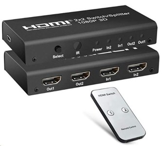 PREMIUMCORD HDMI switch 2:2 , 3D, 1080p s dálkovým ovladačem PREMIUMCORD HDMI switch 2:2 , 3D, 1080p s dálkovým ovladačem