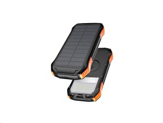 Viking solární outdoorová power banka S12W, 12000 mAh, bezdrátové nabíjení, černo-oranžová