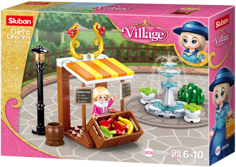 Sluban Girls Dream Village M38-B0870 Dobový stánok s ovocím a fontána