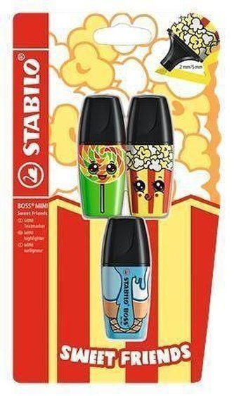 STABILO BOSS MINI Sweet Friends 3 ks Blister zelená žltá modrá