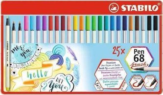 STABILO Pen 68 brush 25 ks púzdro kovové