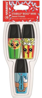 STABILO BOSS MINI Sweet Friends 3 ks pouzdro zelená žlutá modrá
